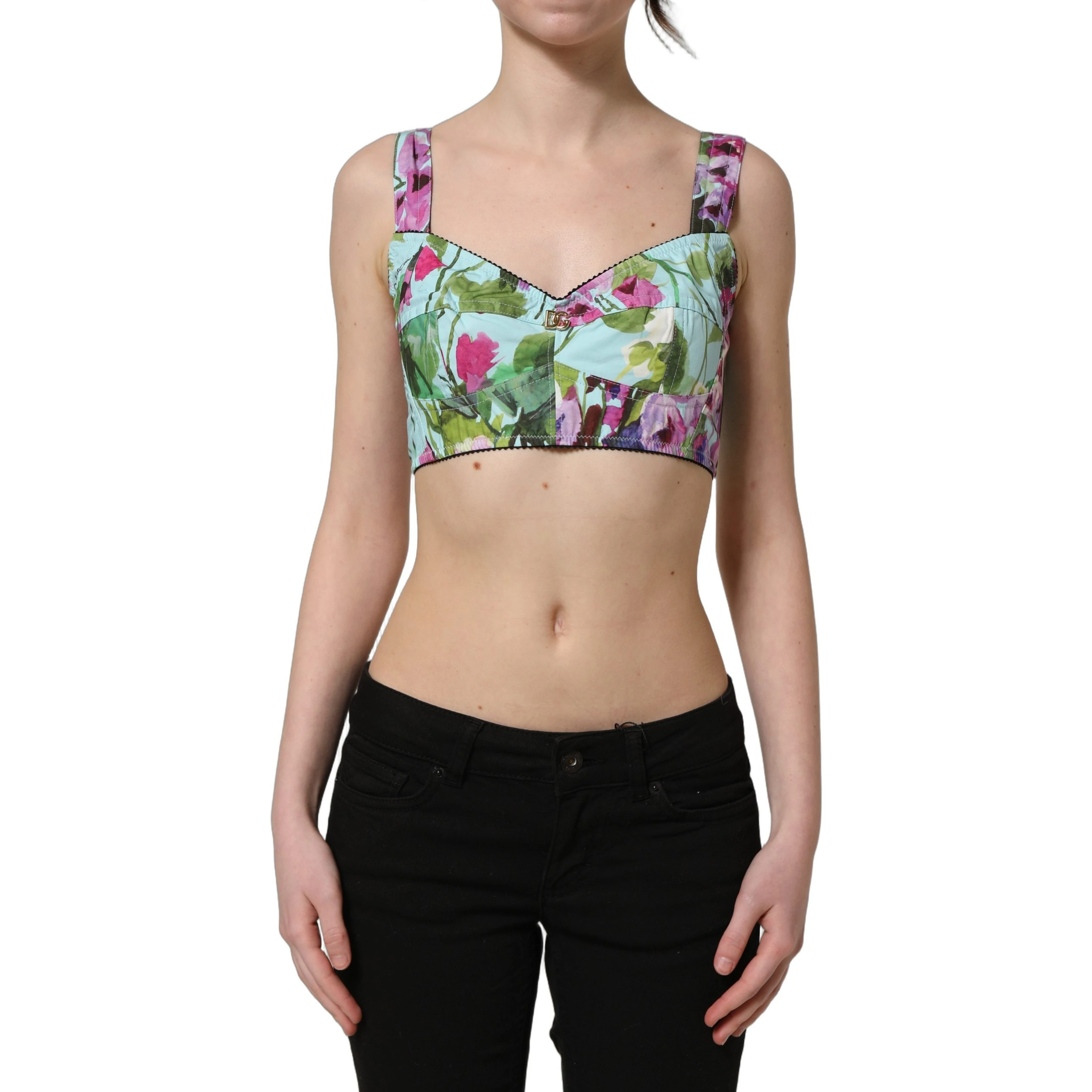 Multicolor Floral Cropped Bustier Tank Top