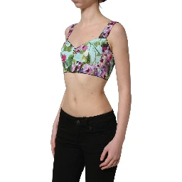 Multicolor Floral Cropped Bustier Tank Top