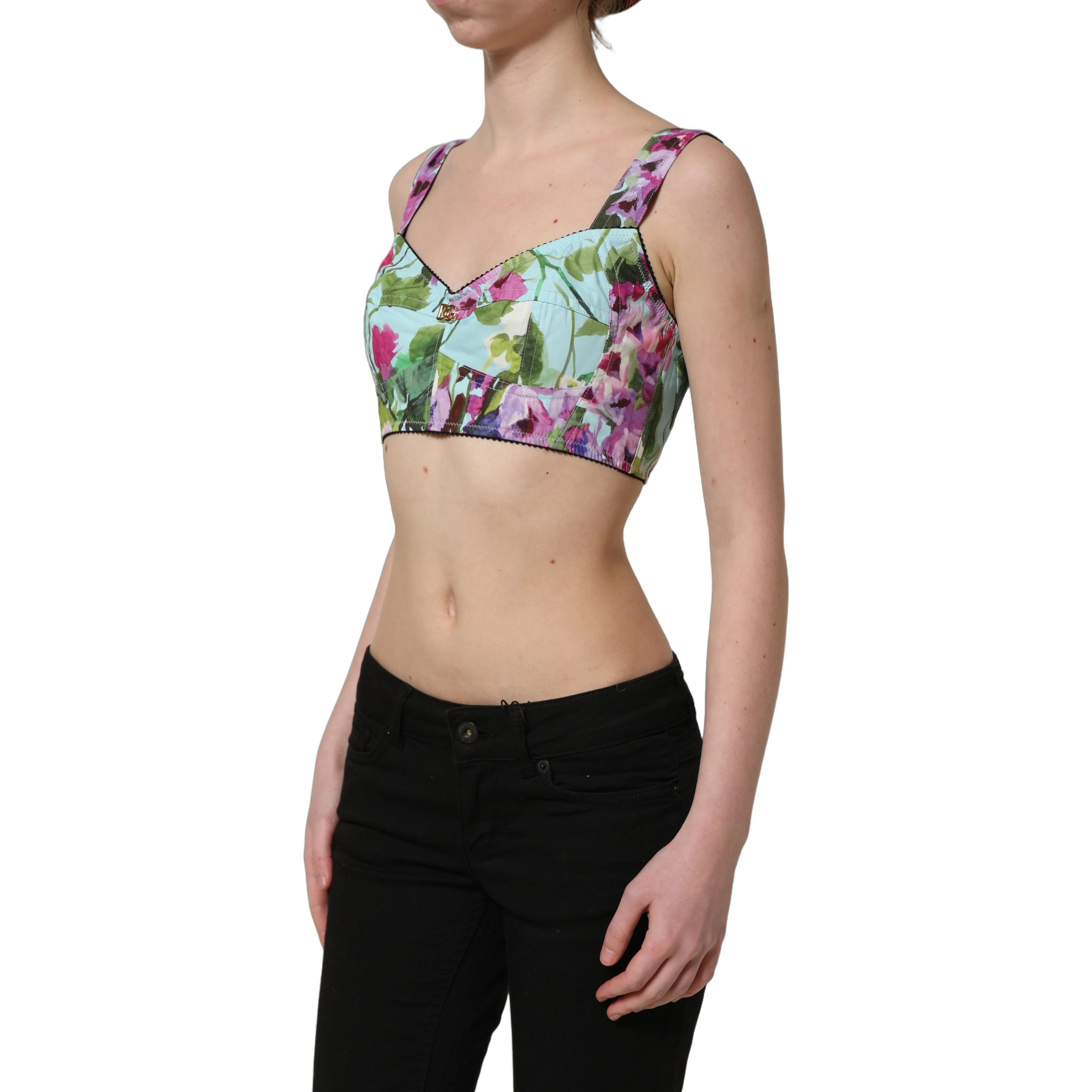 Multicolor Floral Cropped Bustier Tank Top