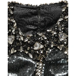 Metallic Gray Sequin Embellished Blouse Top