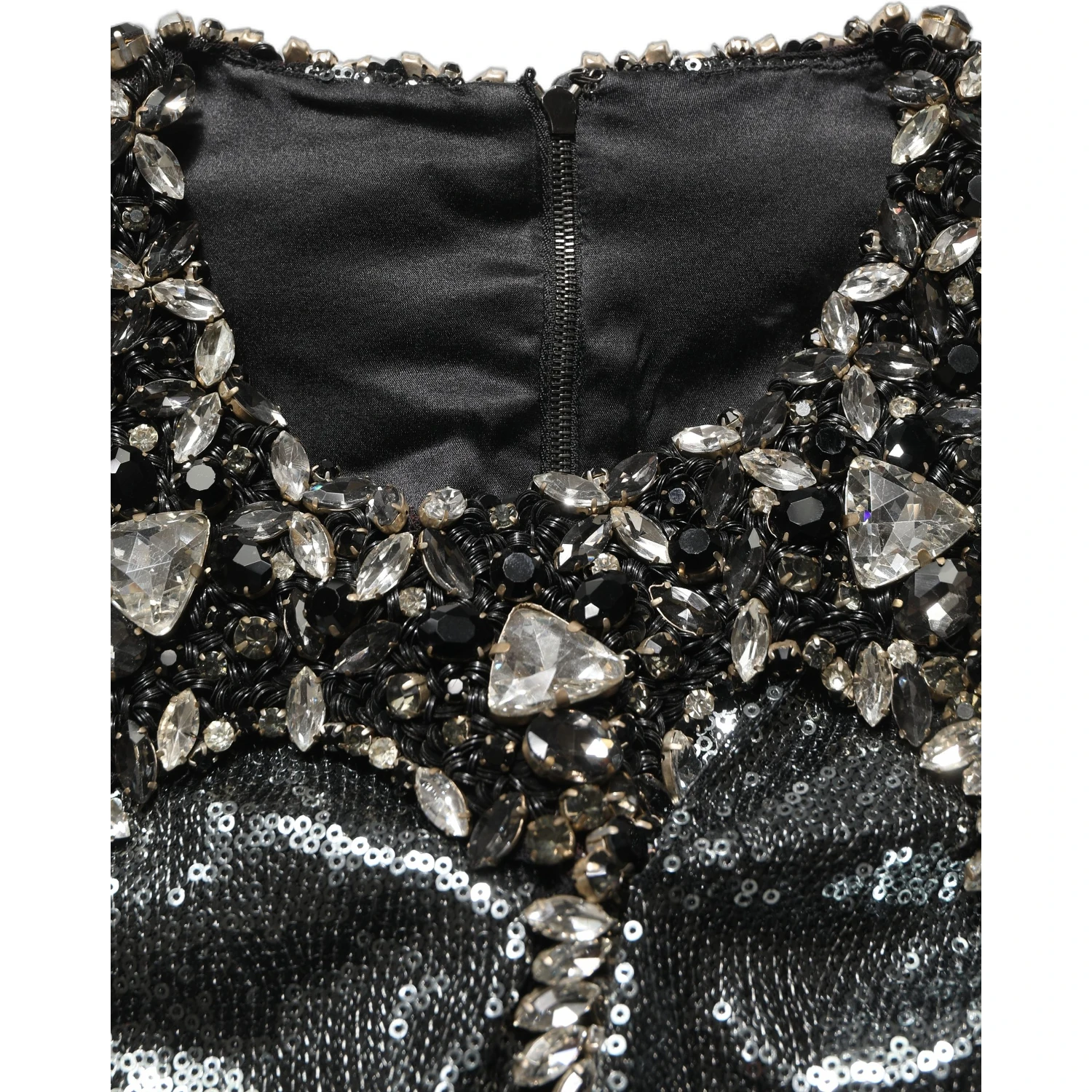Metallic Gray Sequin Embellished Blouse Top