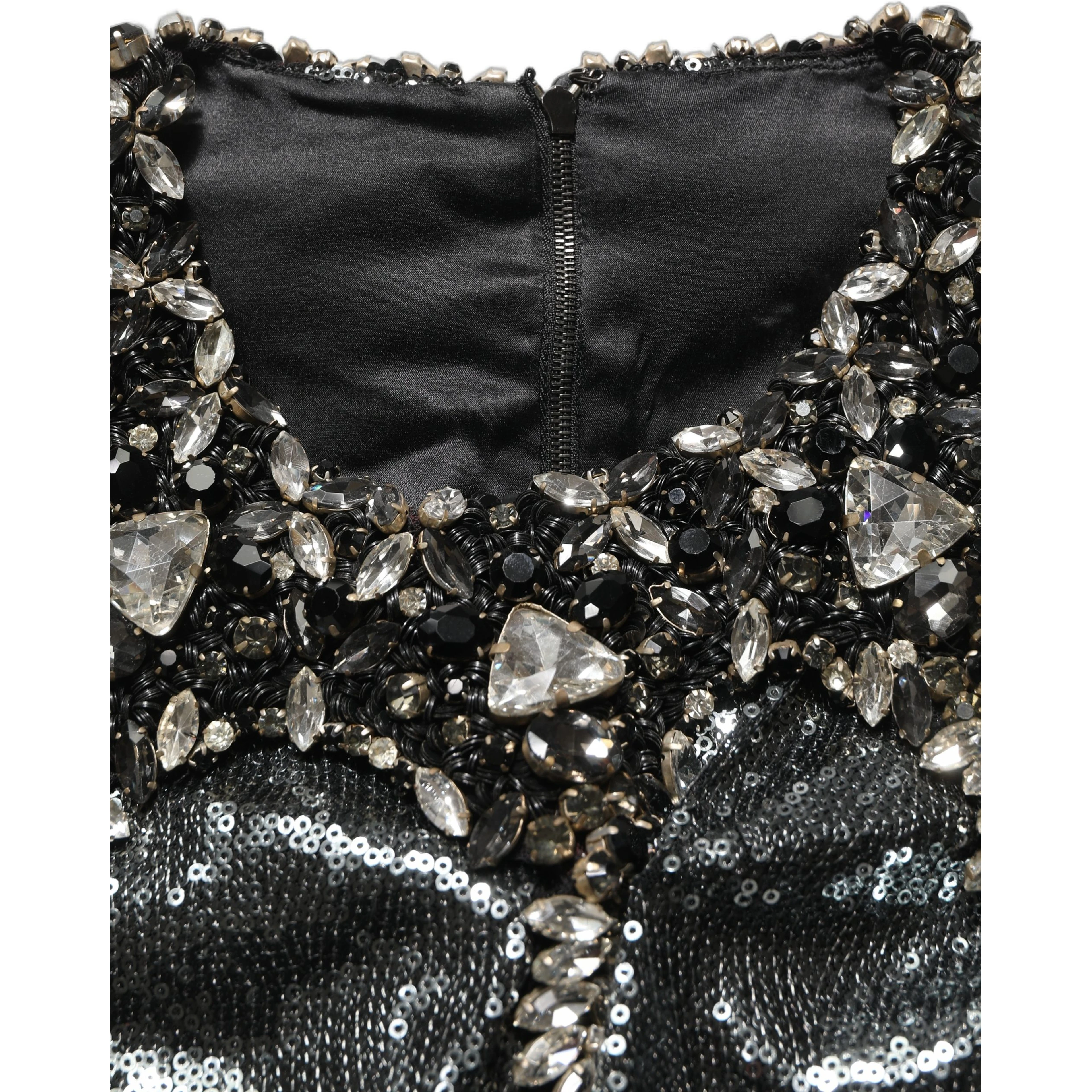Metallic Gray Sequin Embellished Blouse Top