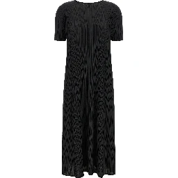 Black Polyester Midi Dress