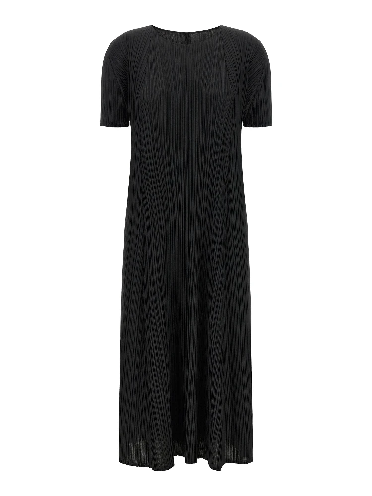 Black Polyester Midi Dress