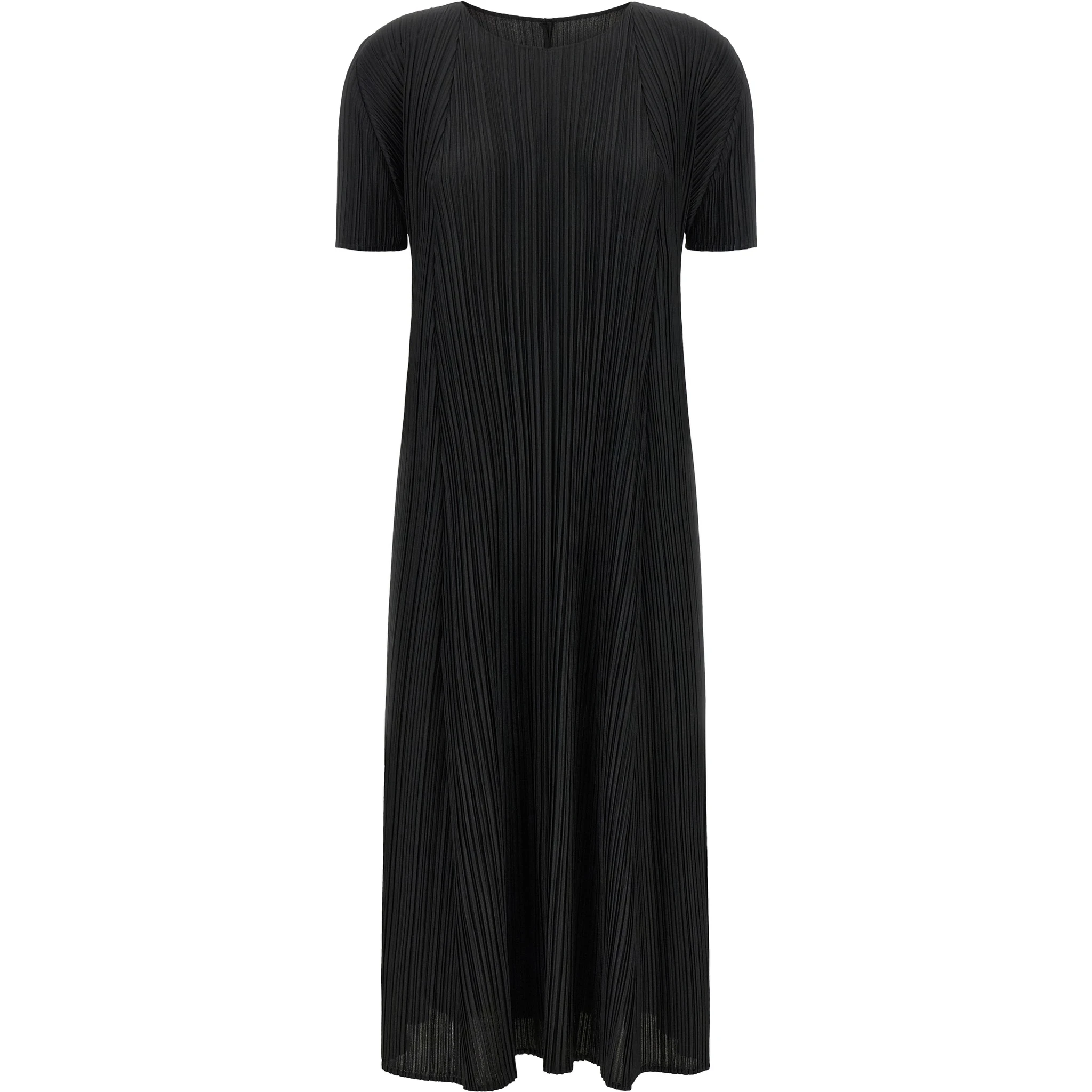 Black Polyester Midi Dress