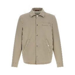 Gray Polyester Full-Length Jacket