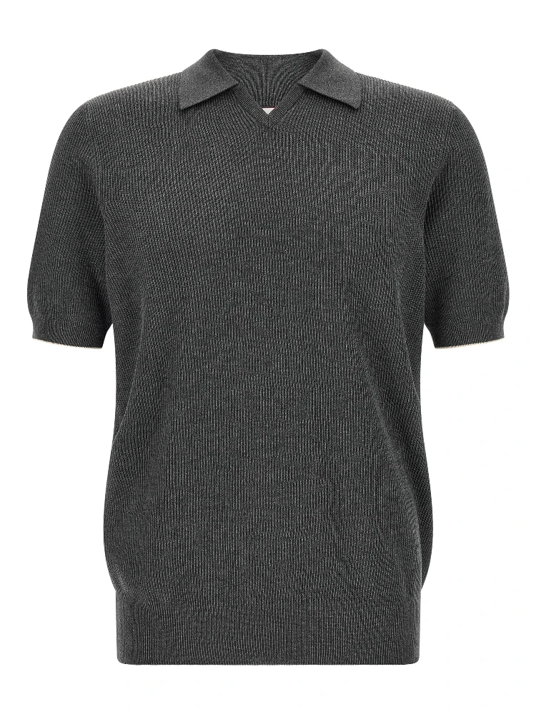 Gray Cotton Polo Shirt