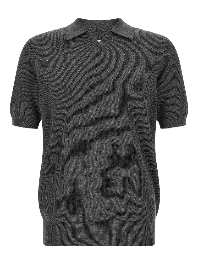 Gray Cotton Polo Shirt
