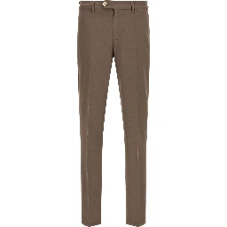 Beige Cotton Casual Pants