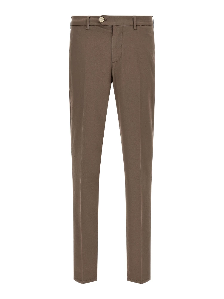 Beige Cotton Casual Pants