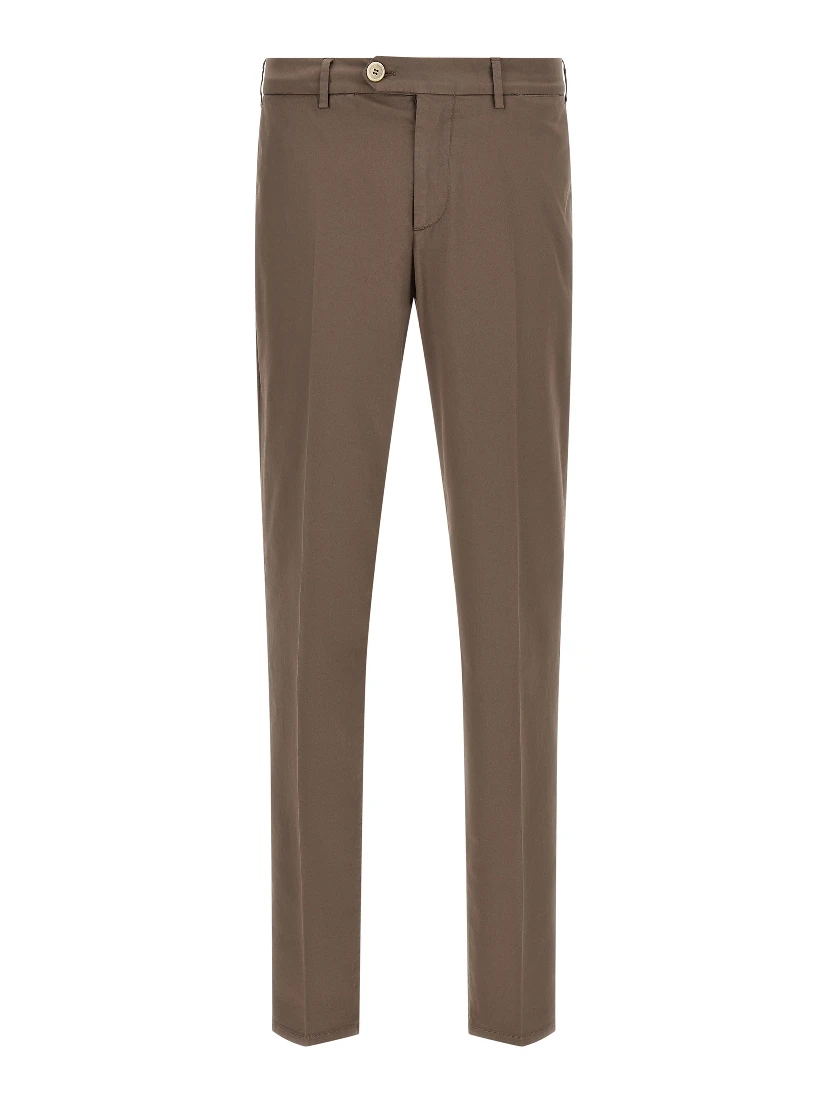 Beige Cotton Casual Pants