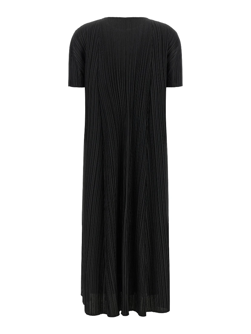 Black Polyester Midi Dress