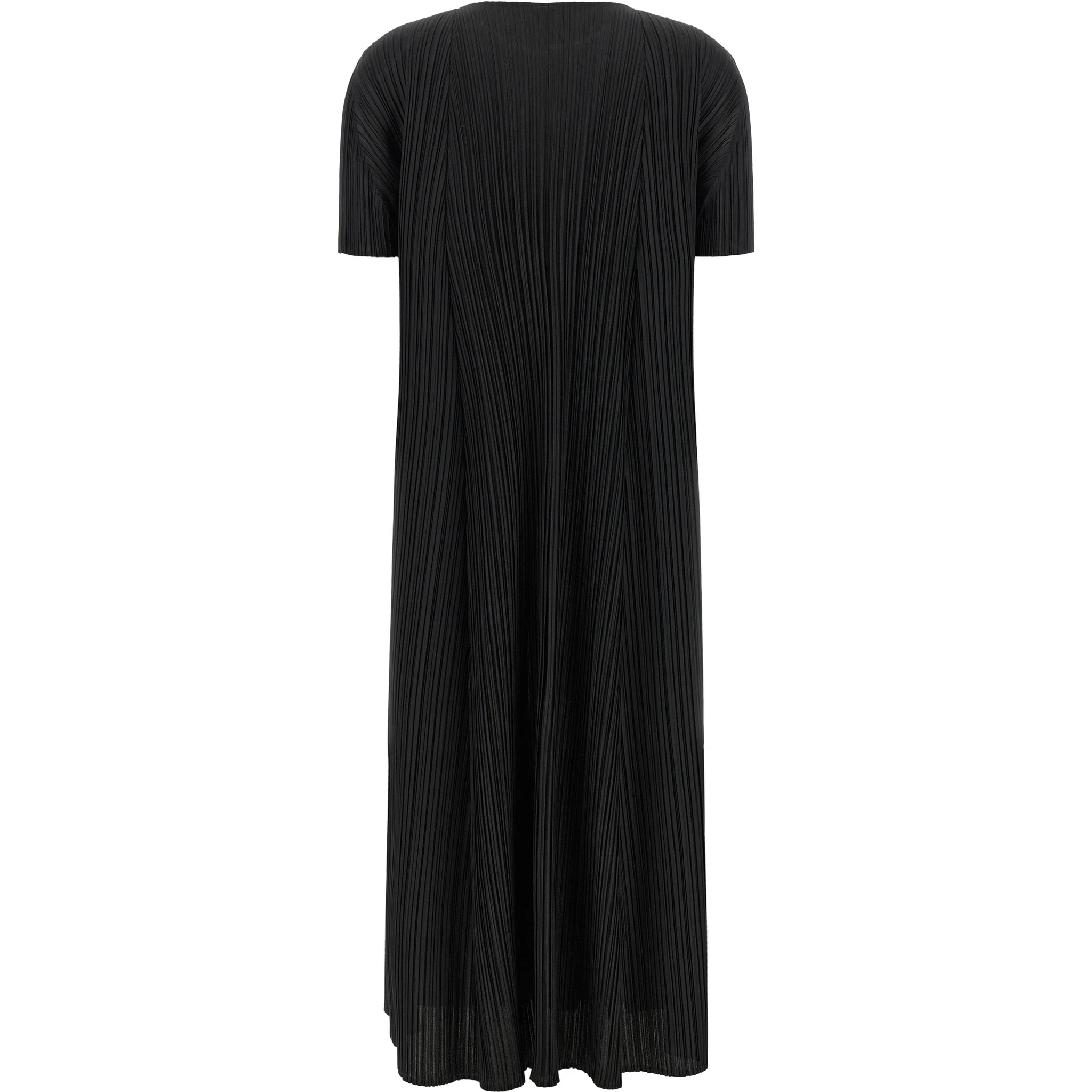 Black Polyester Midi Dress