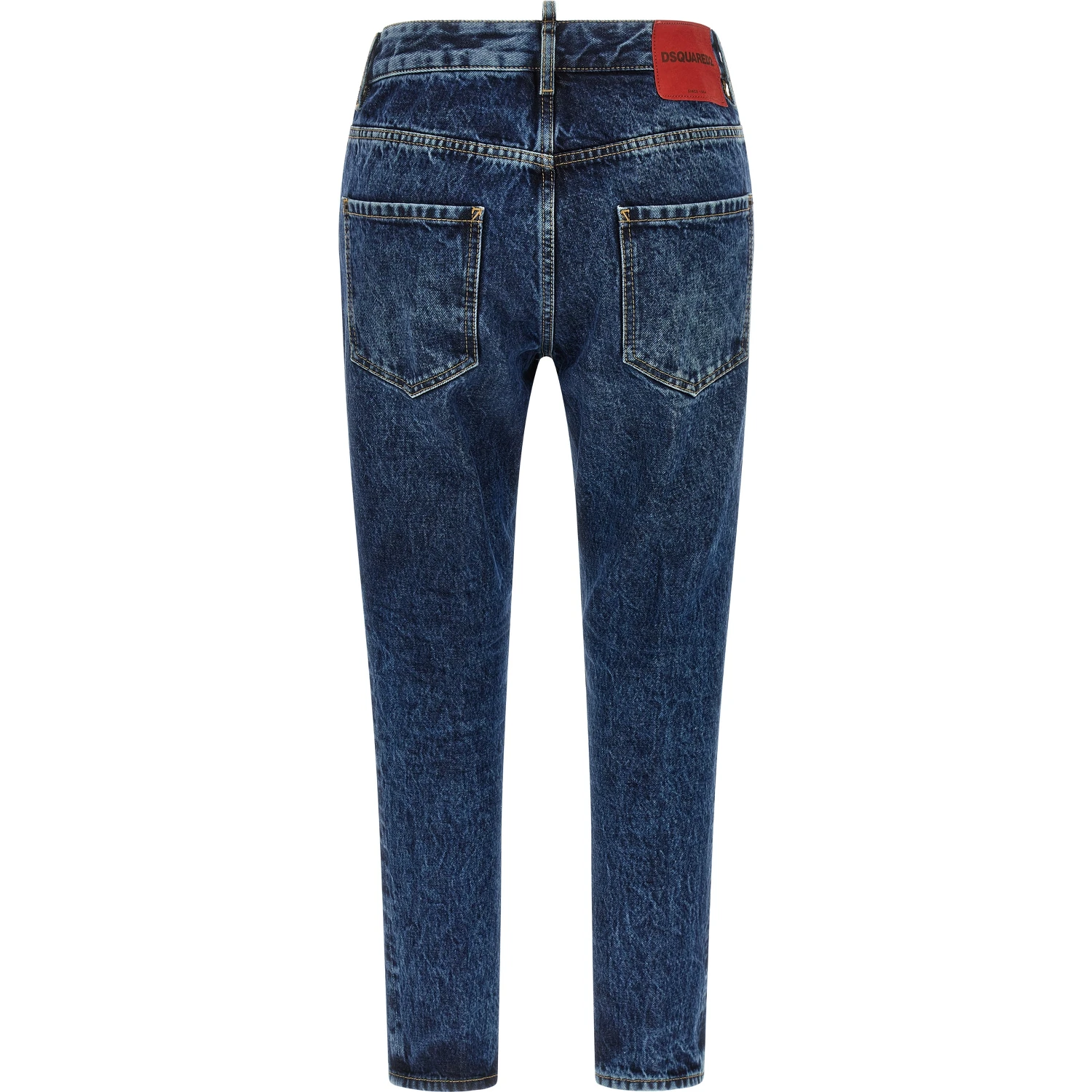 Blue Cotton Straight-Leg Jeans