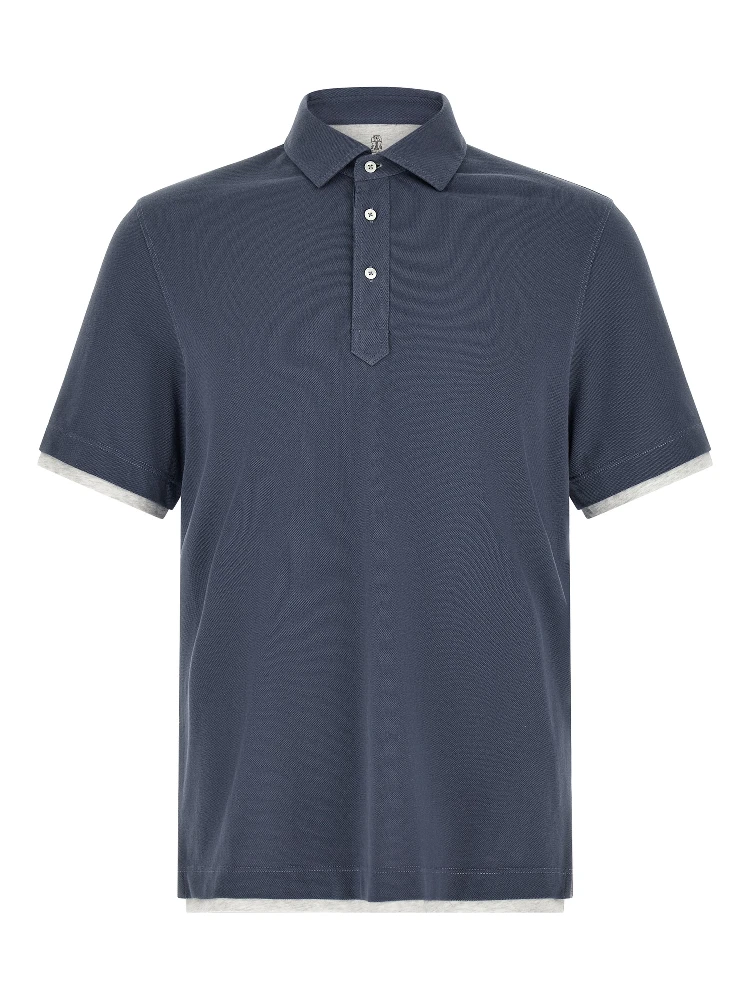 Blue Cotton Polo Shirt