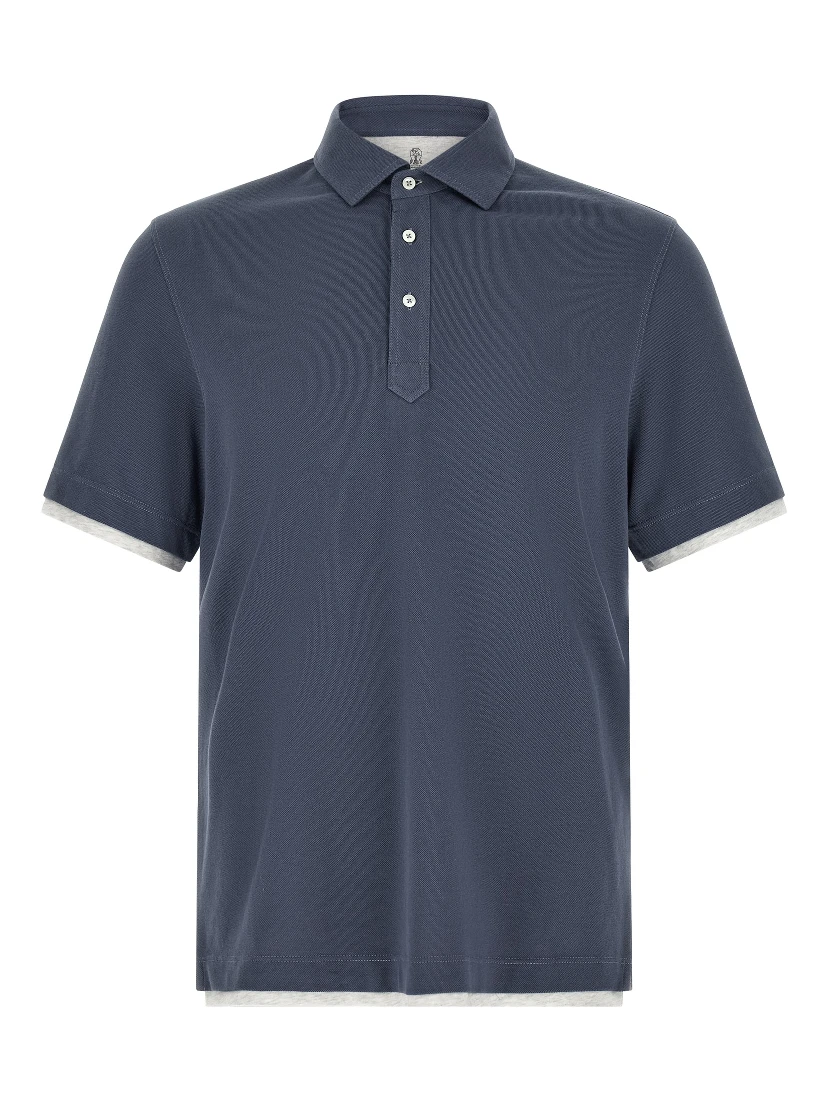 Blue Cotton Polo Shirt
