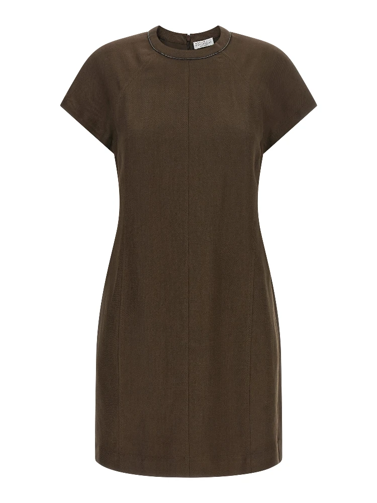 Brown Viscose Short Dress