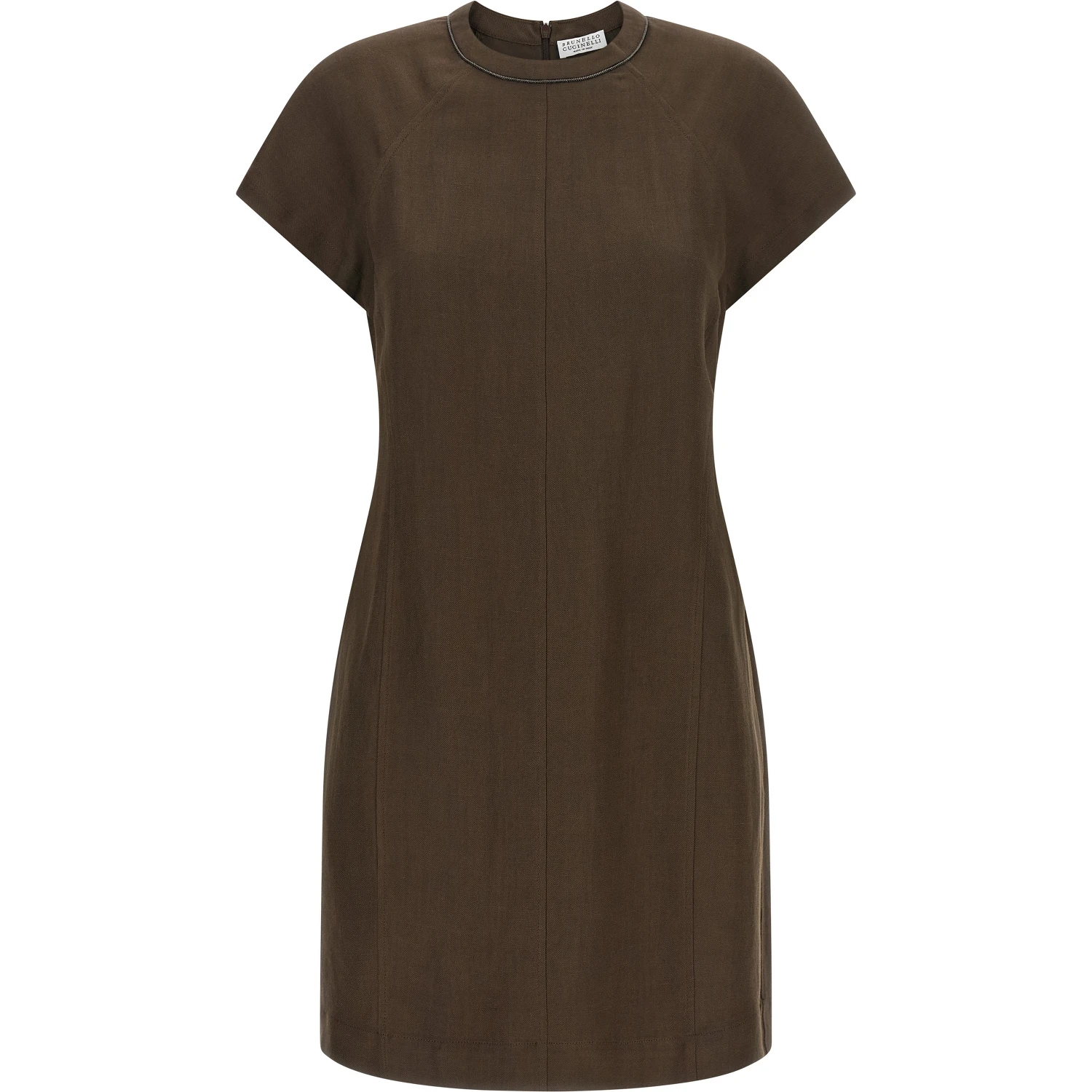 Brown Viscose Short Dress