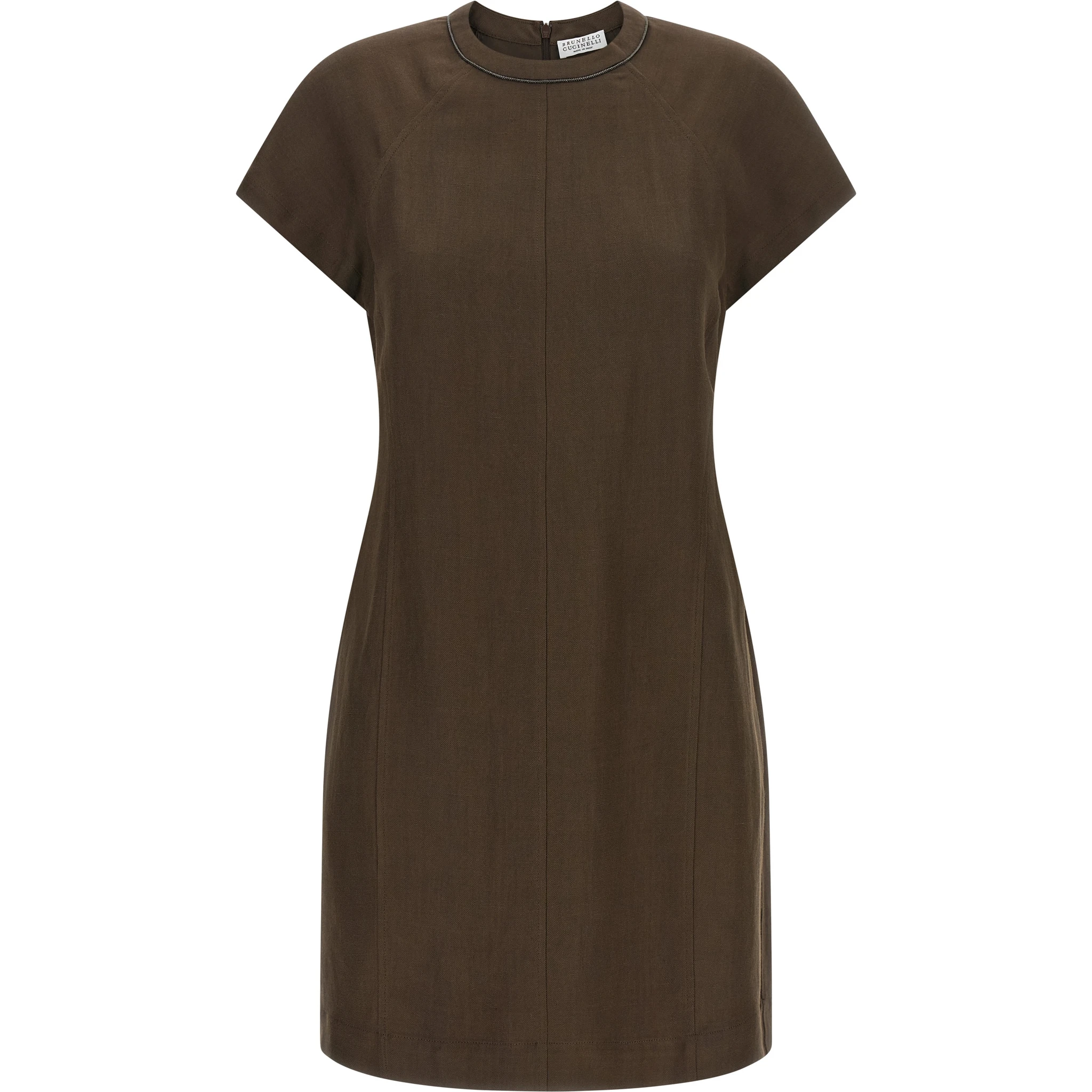 Brown Viscose Short Dress