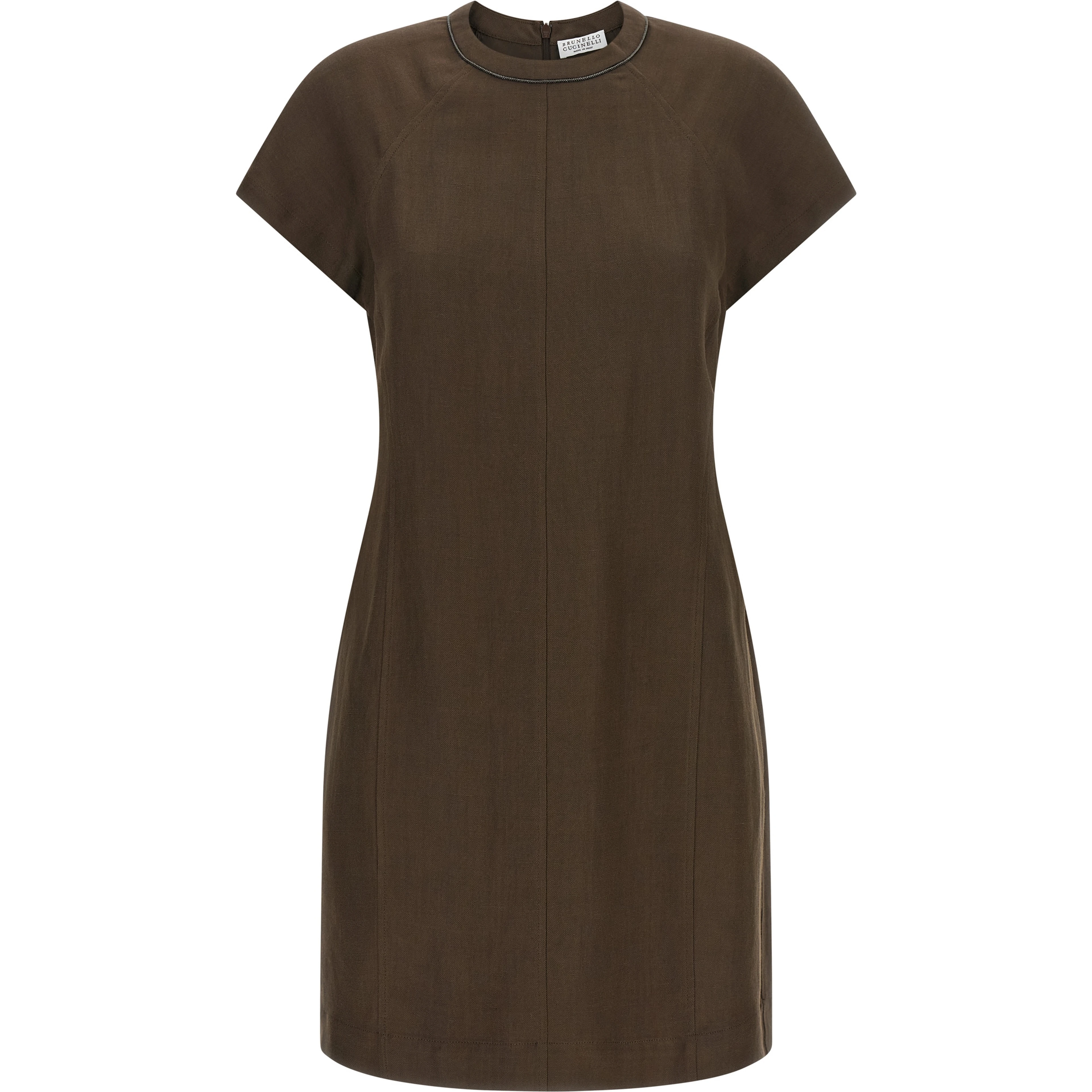 Brown Viscose Short Dress