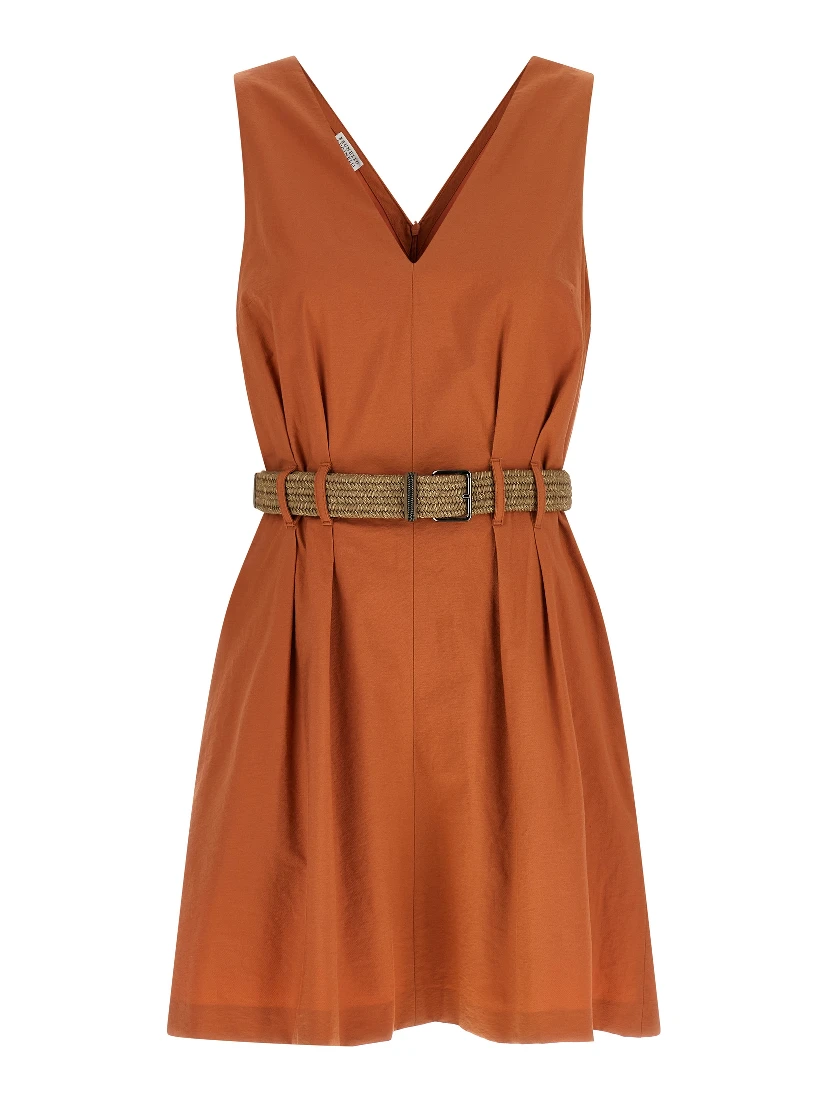 Orange Cotton Short Dress