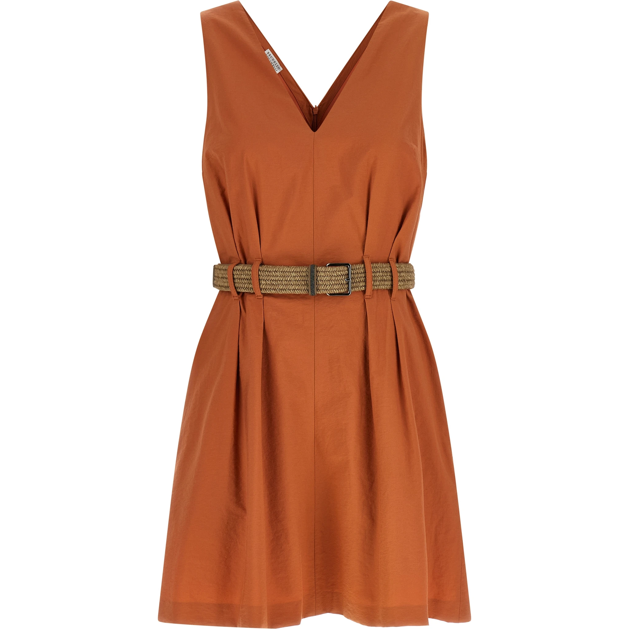 Orange Cotton Short Dress