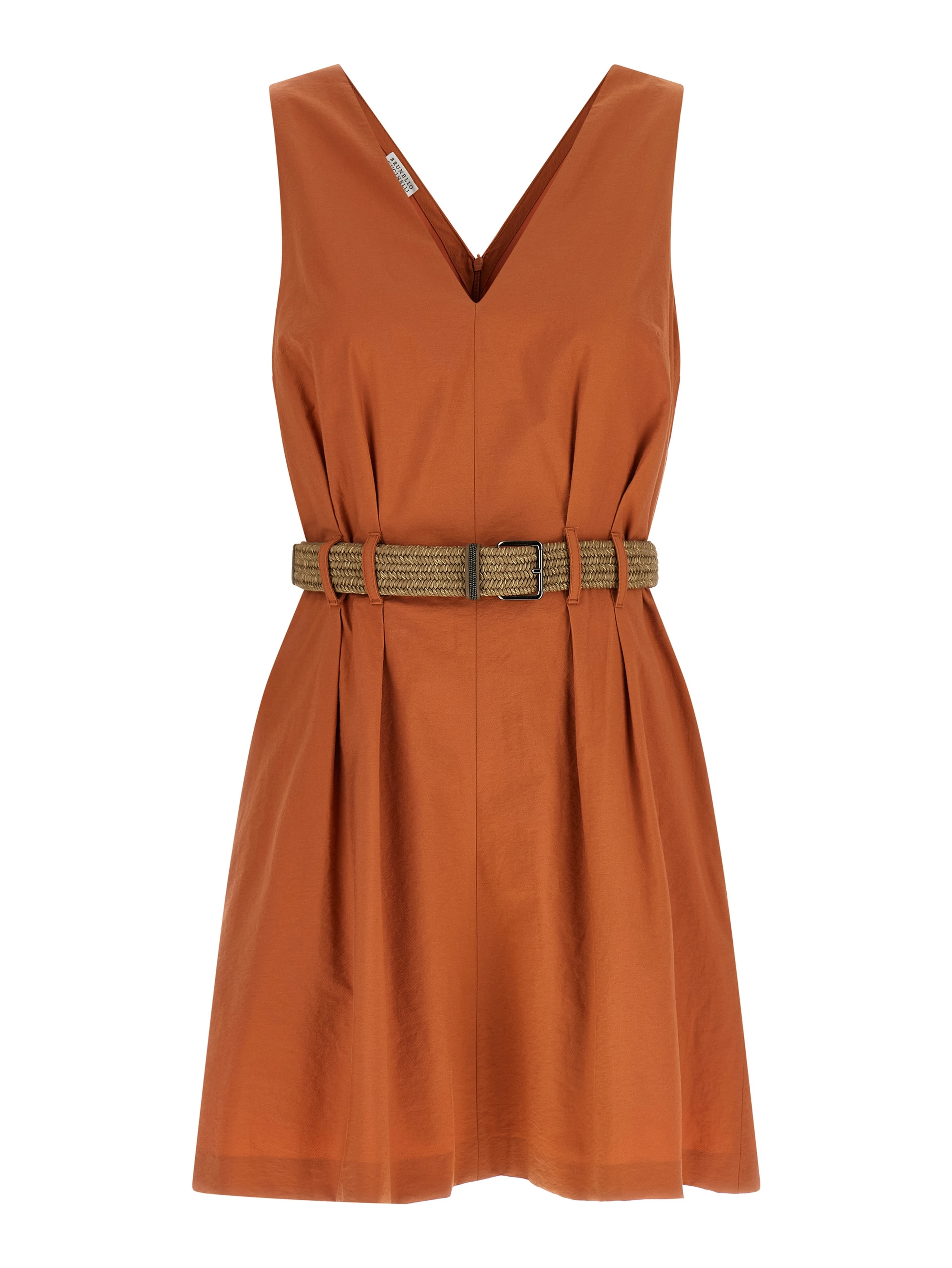 Orange Cotton Short Dress