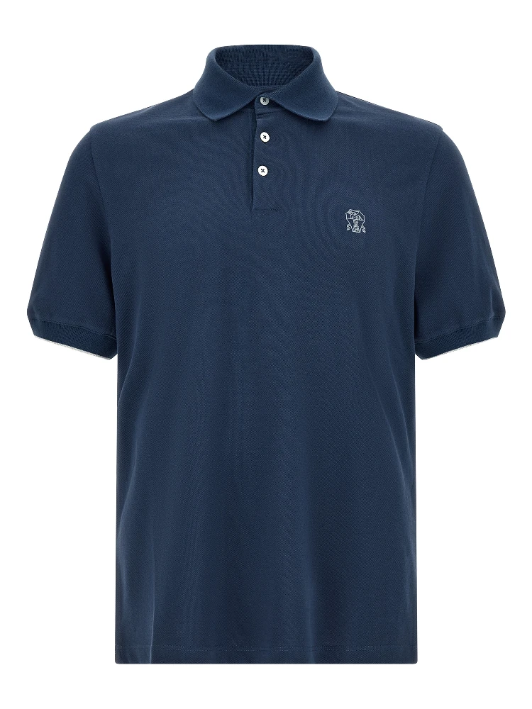 Blue Cotton Polo Shirt