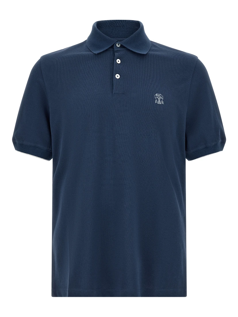 Blue Cotton Polo Shirt