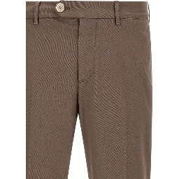 Beige Cotton Casual Pants