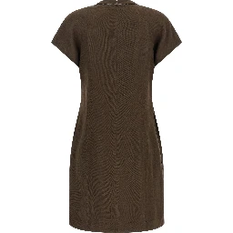 Brown Viscose Short Dress