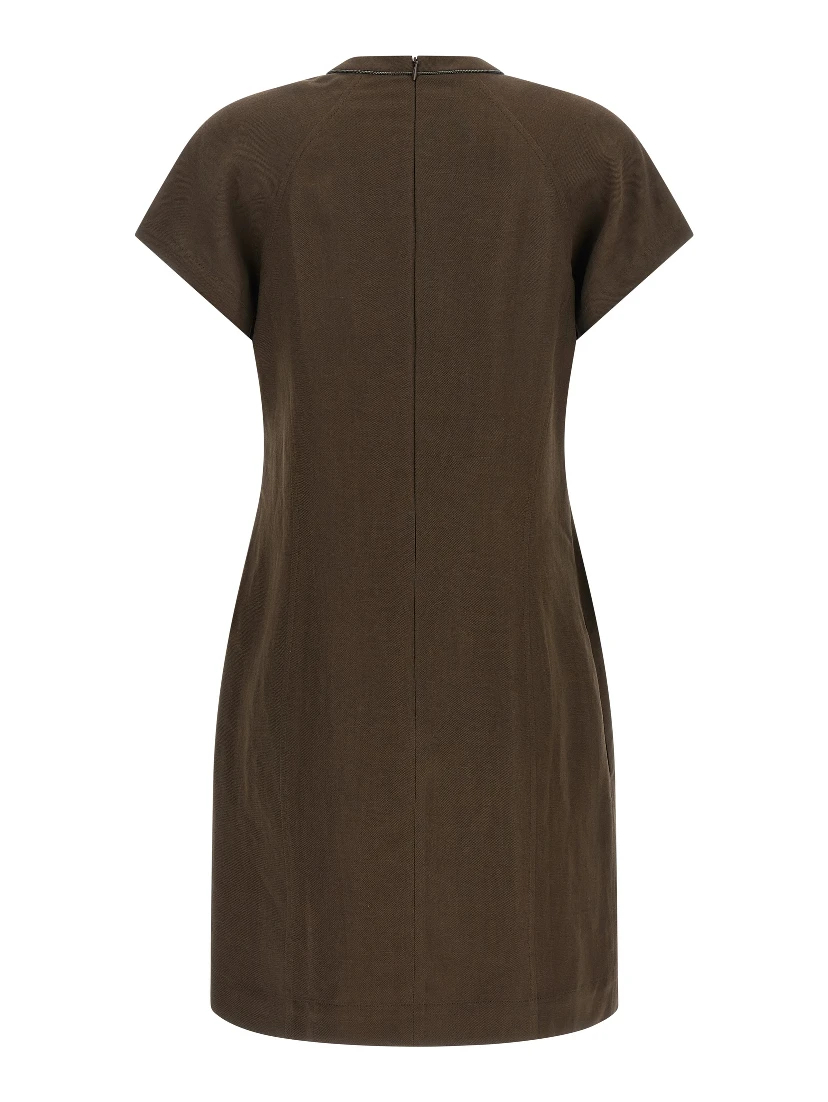 Brown Viscose Short Dress