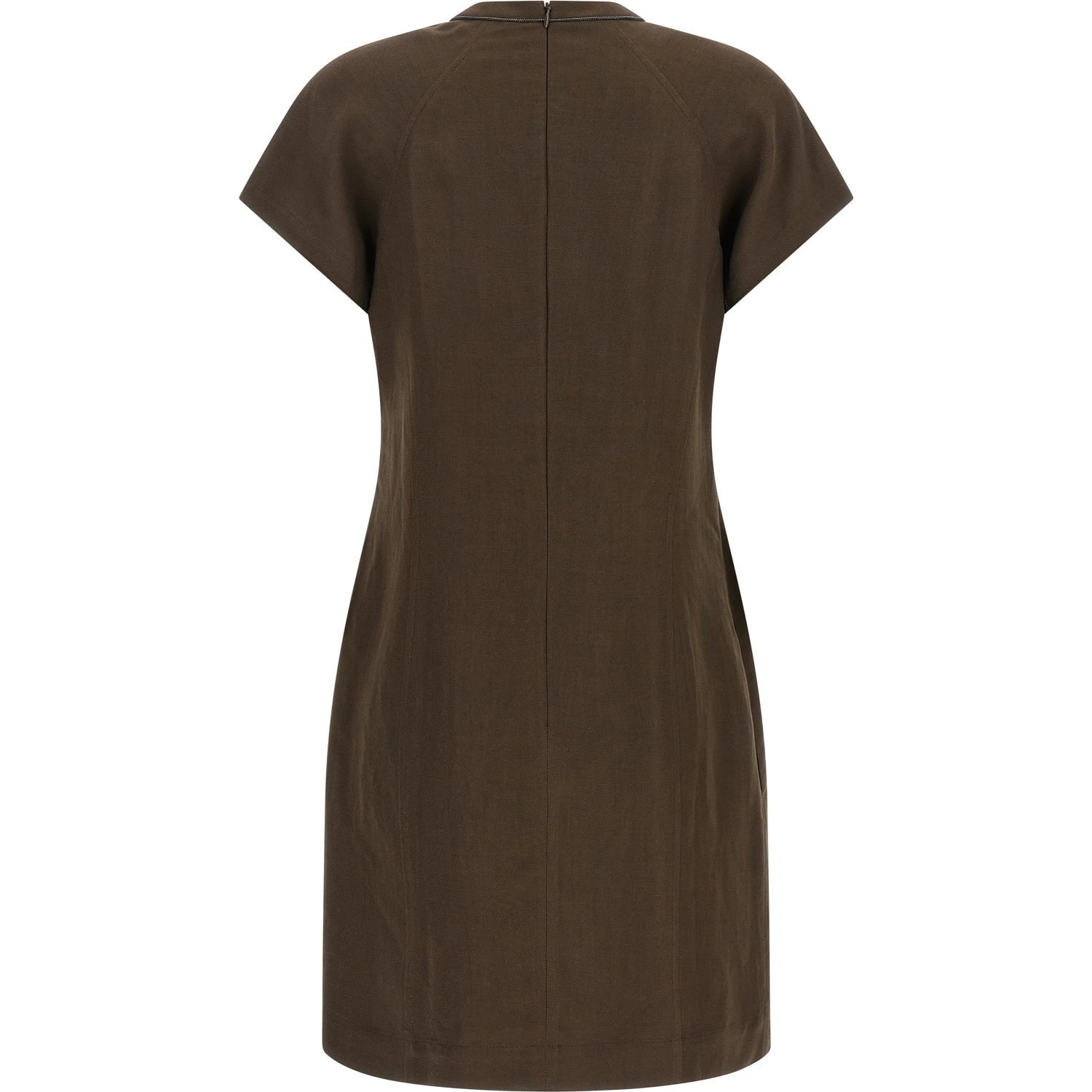 Brown Viscose Short Dress