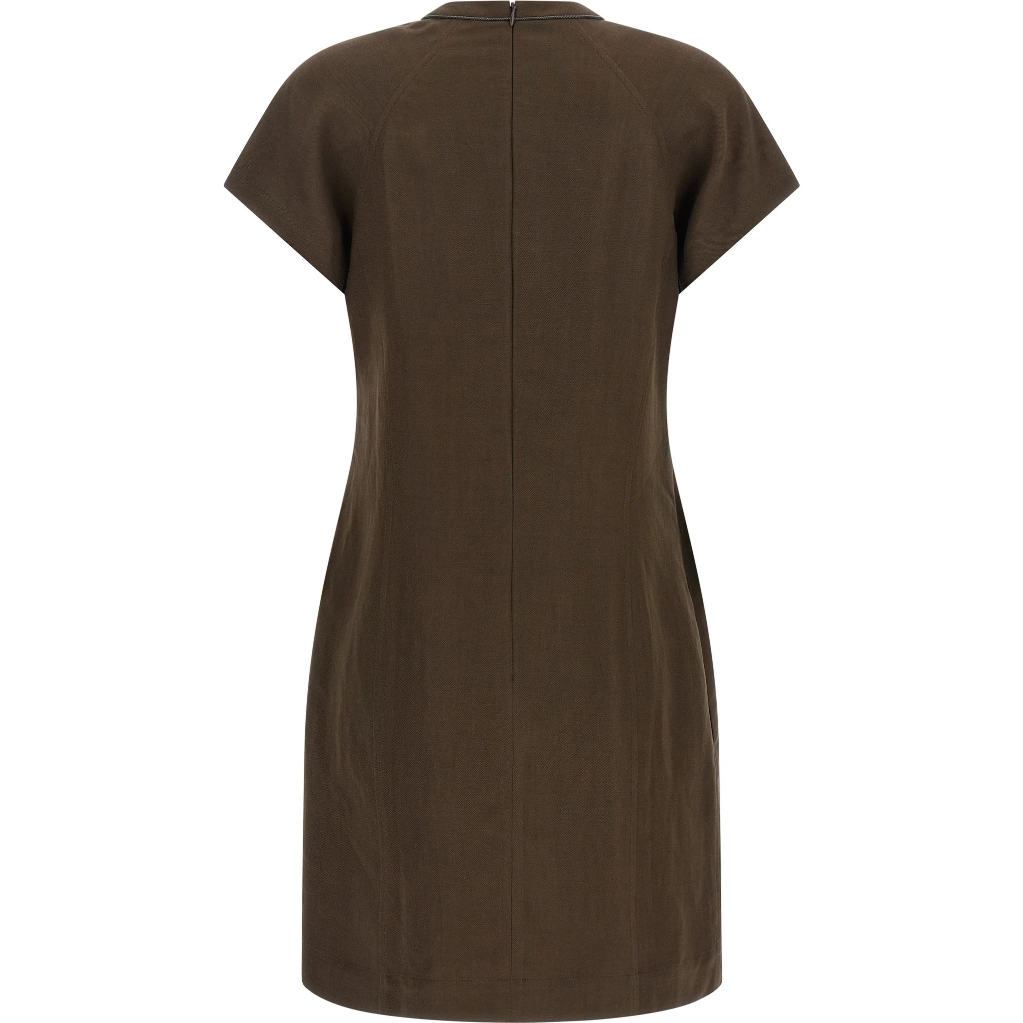 Brown Viscose Short Dress