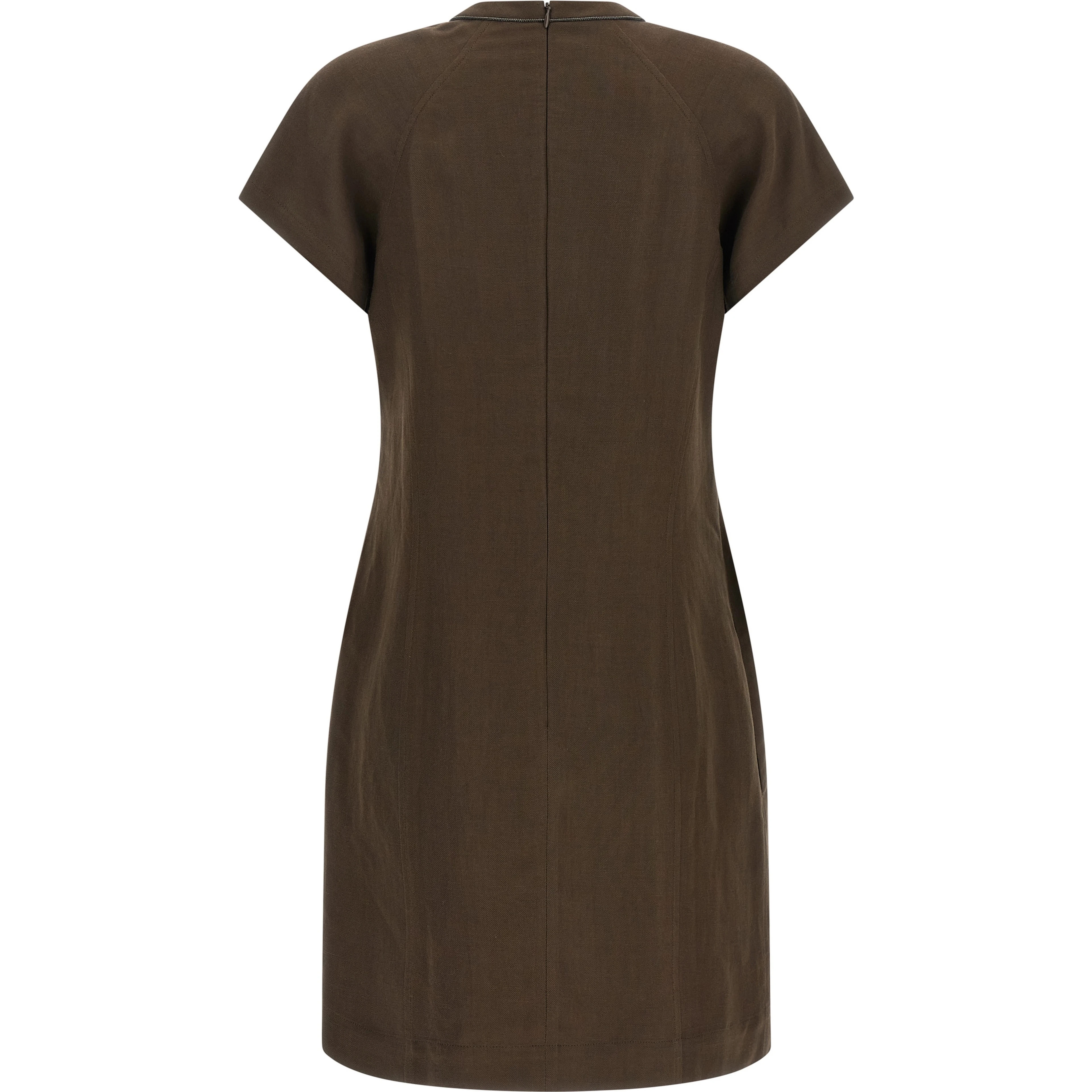 Brown Viscose Short Dress
