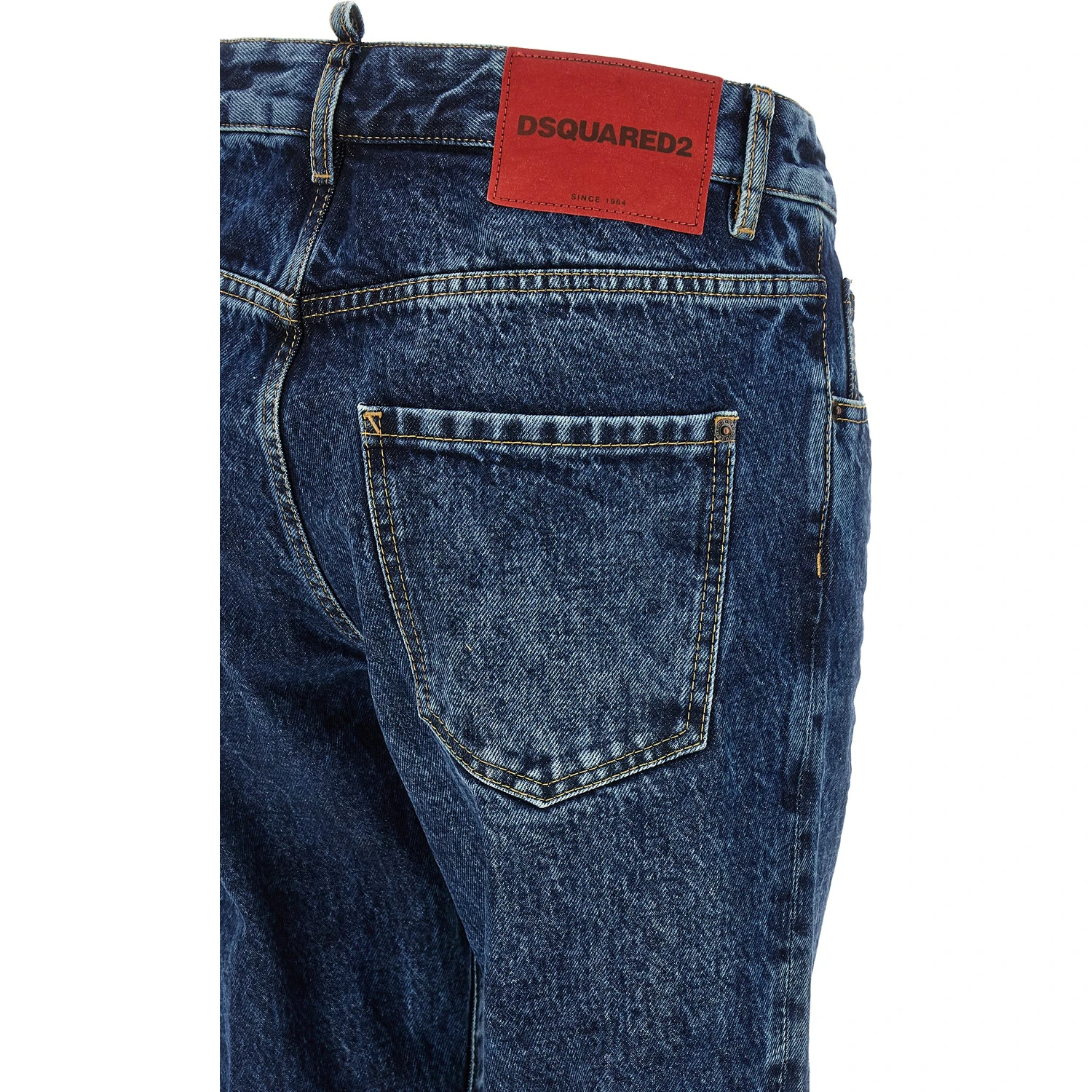Blue Cotton Straight-Leg Jeans