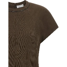 Brown Viscose Short Dress