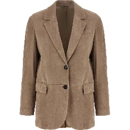 Beige Lamb Leather Blazer