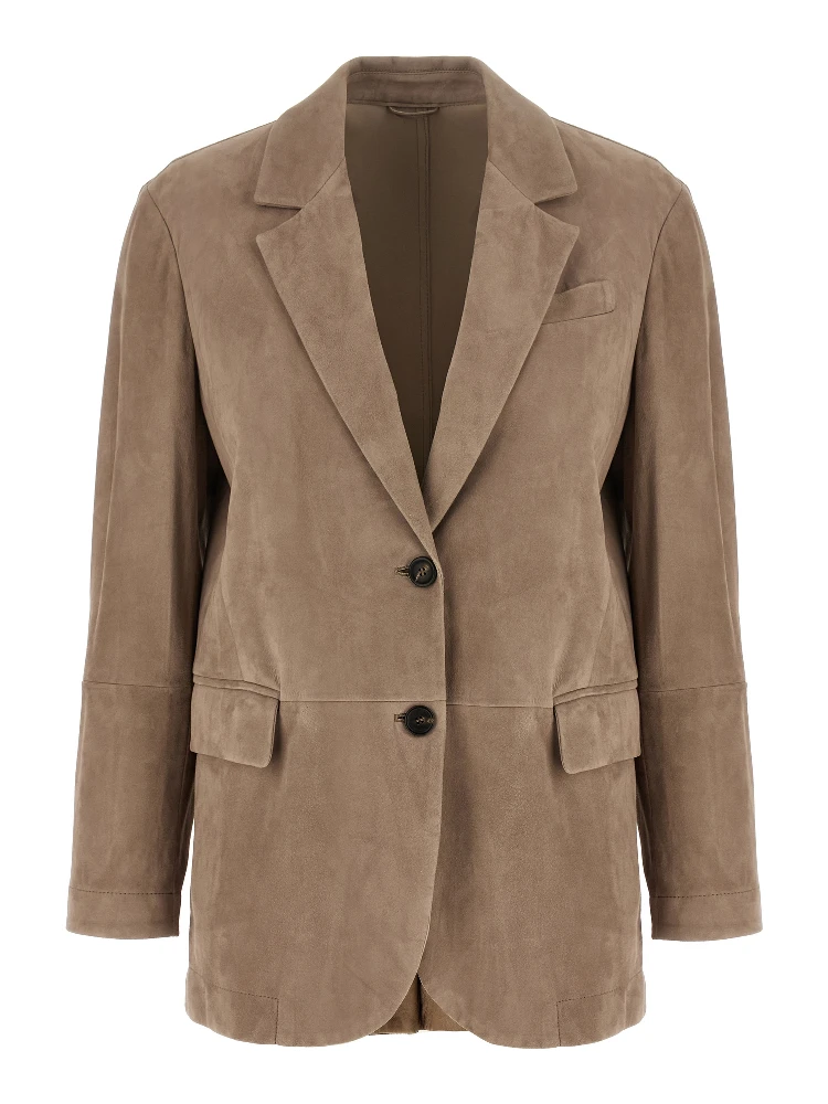Beige Lamb Leather Blazer