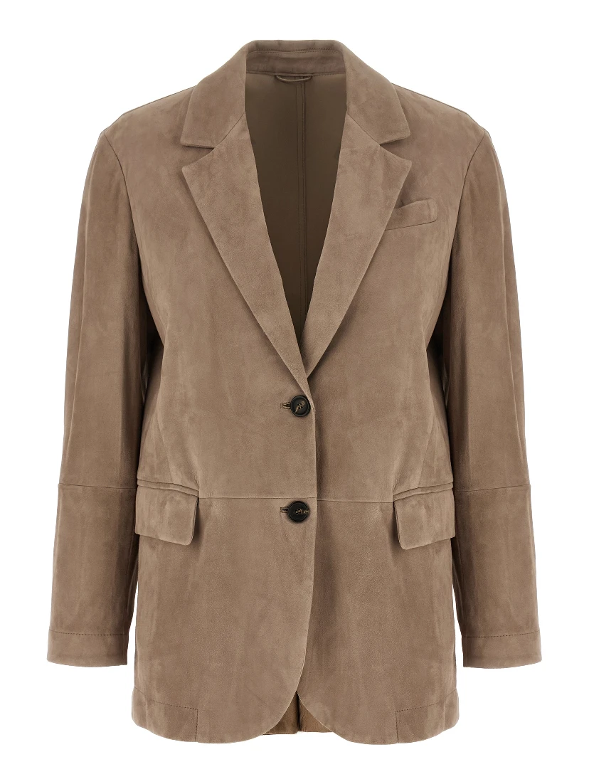 Beige Lamb Leather Blazer