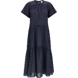 Blue Acetate Long Dress