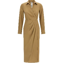 Beige Cotton Midi Dress