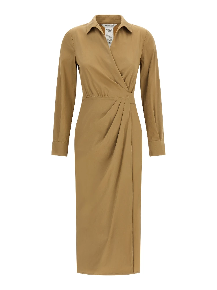 Beige Cotton Midi Dress