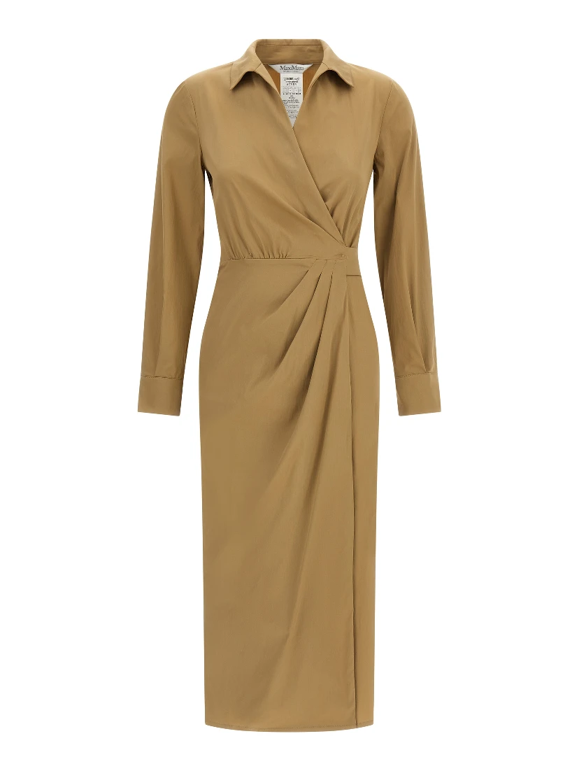 Beige Cotton Midi Dress