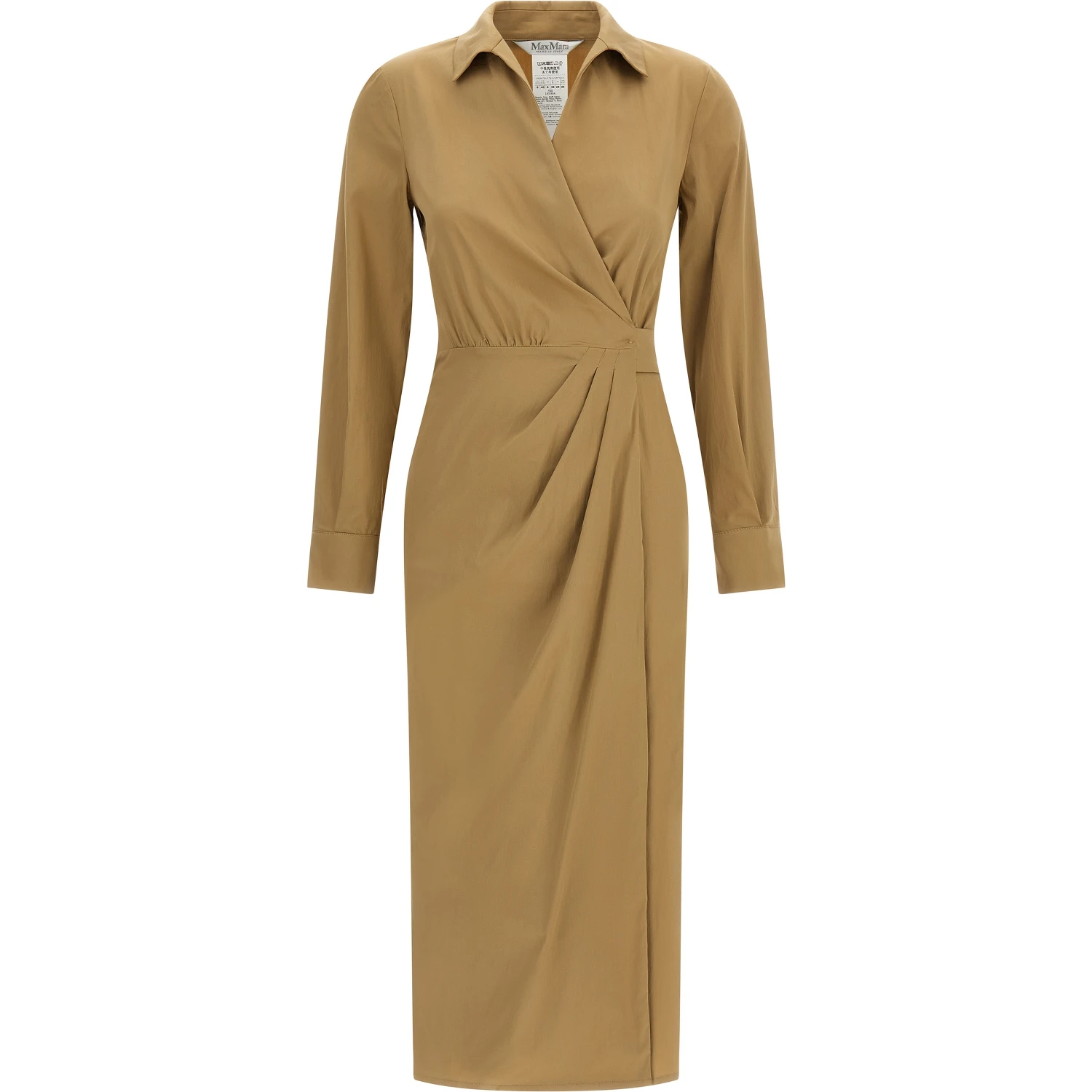 Beige Cotton Midi Dress