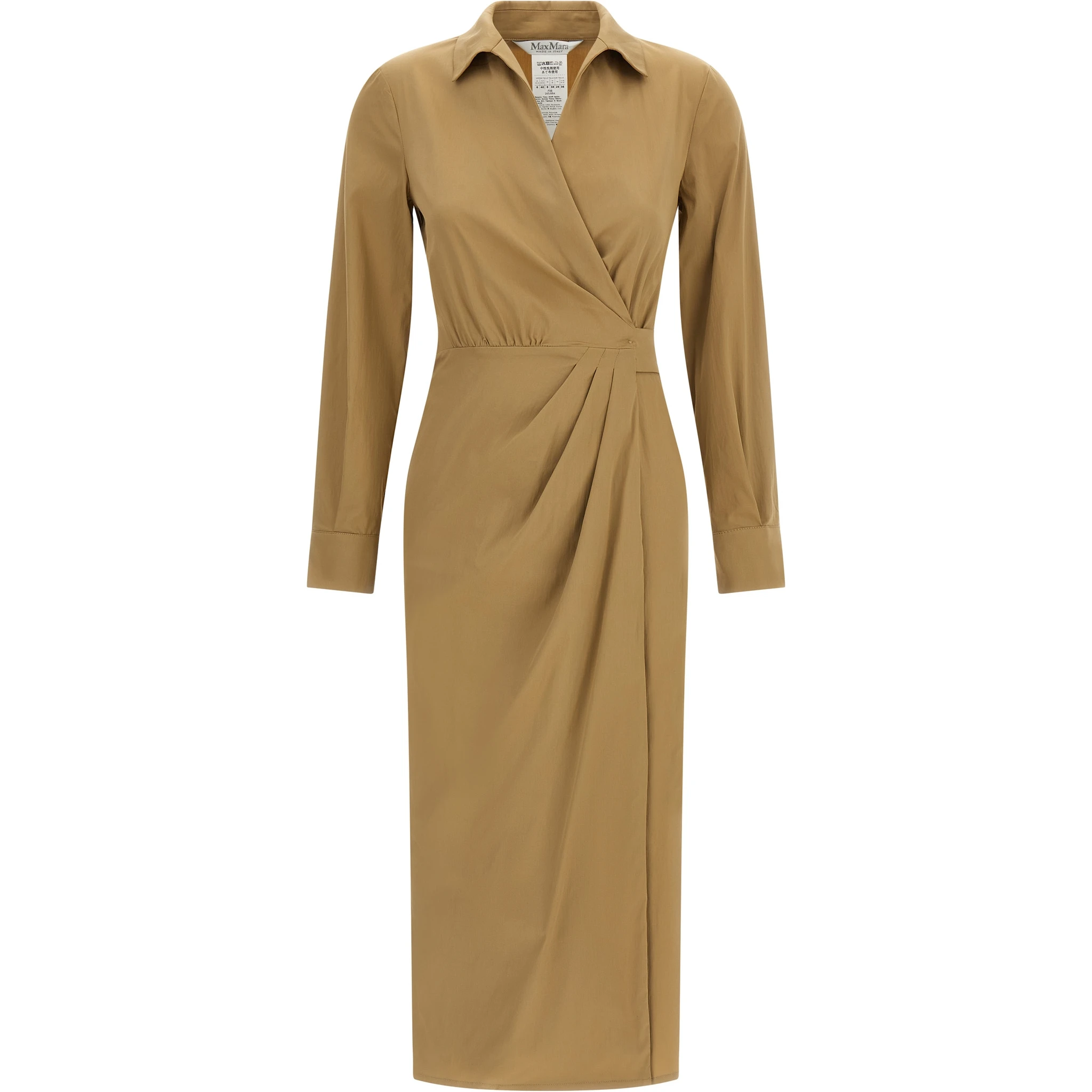 Beige Cotton Midi Dress