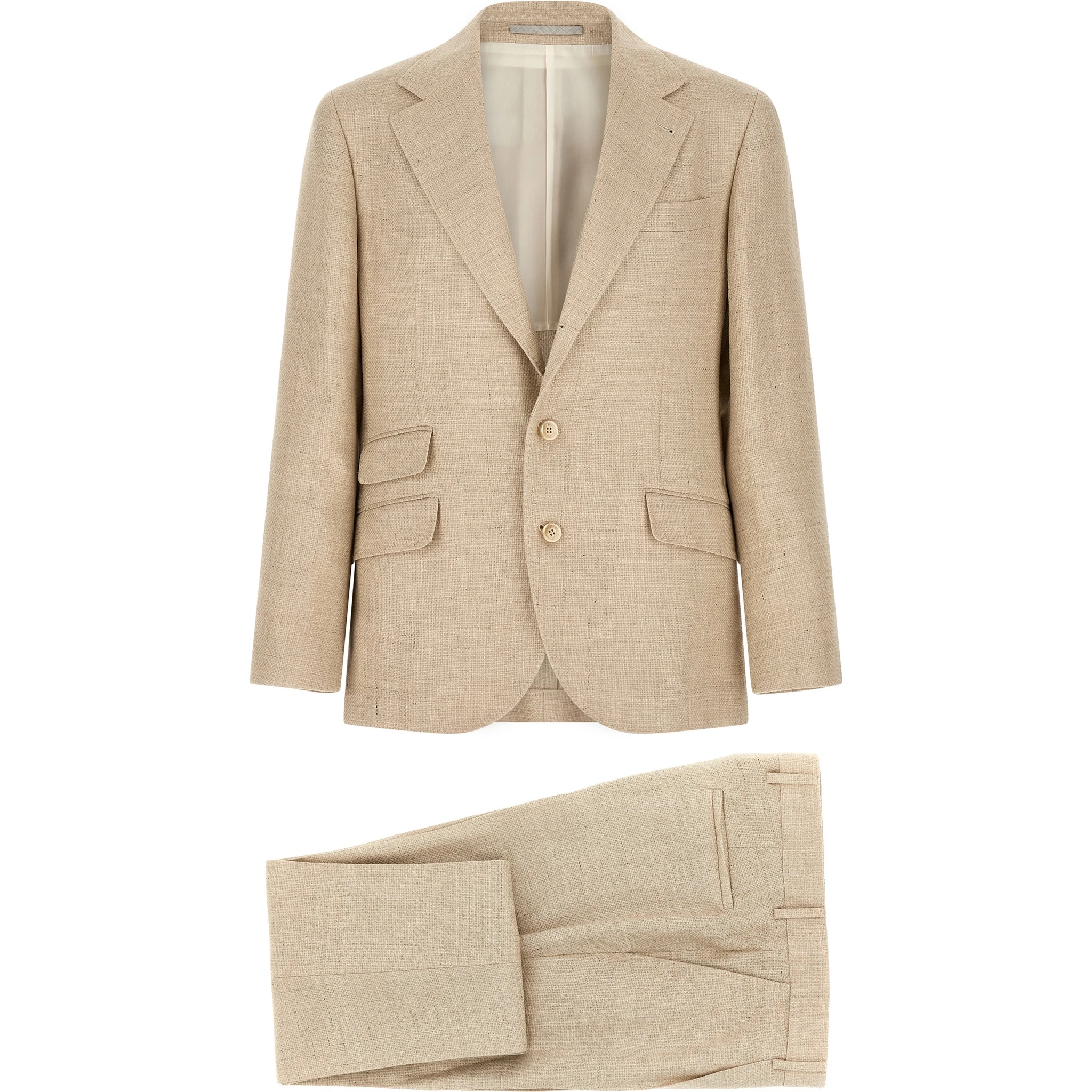 Beige Silk Two-Piece Suit