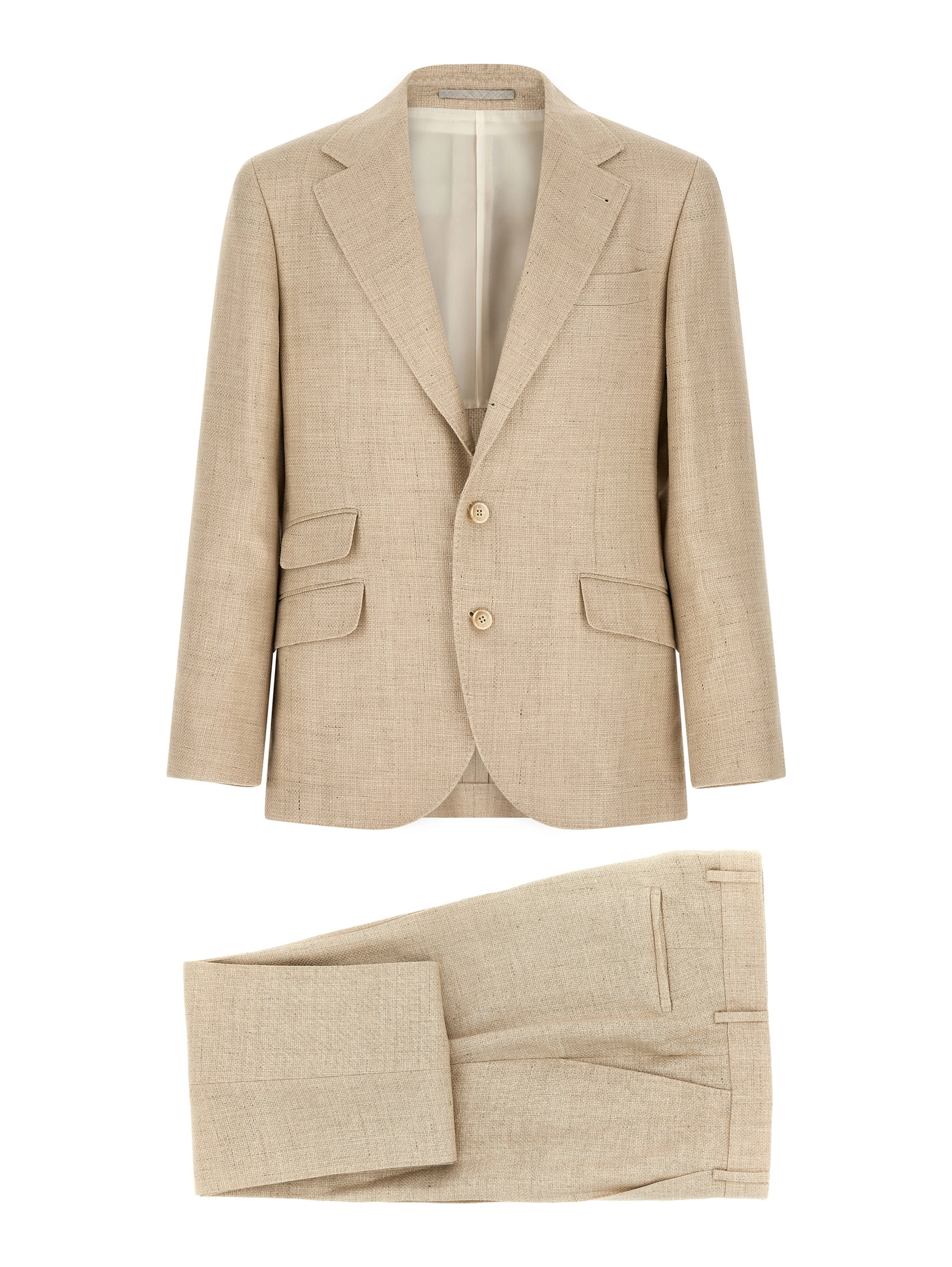 Beige Silk Two-Piece Suit