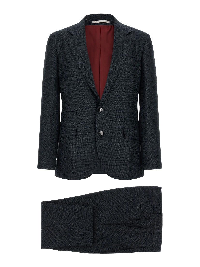 Blue Silk Two-Piece Suit