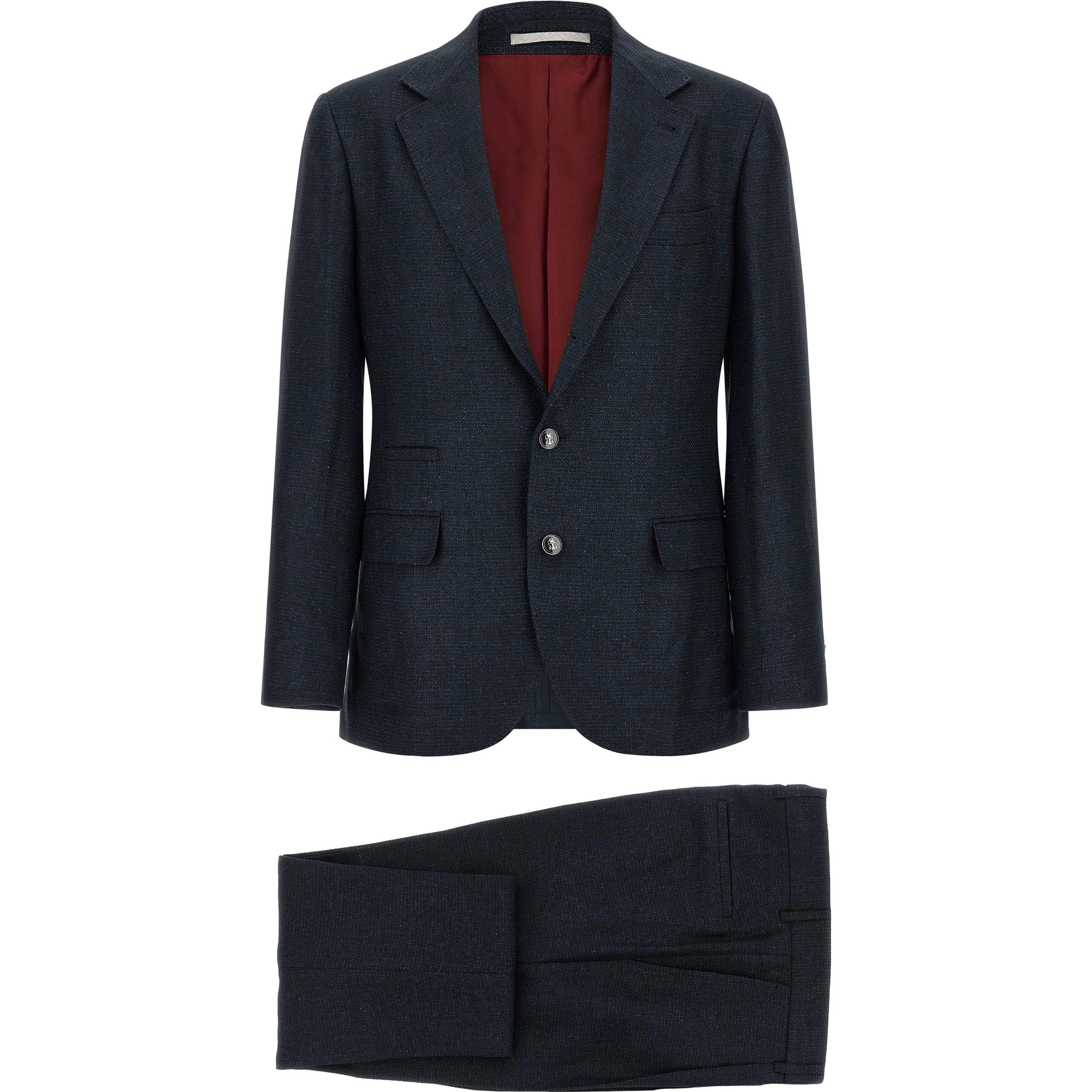 Blue Silk Two-Piece Suit